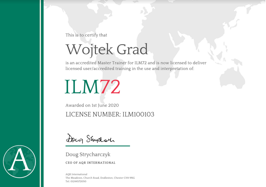 W. Grad Master Trener ILM72 - certyfikacja